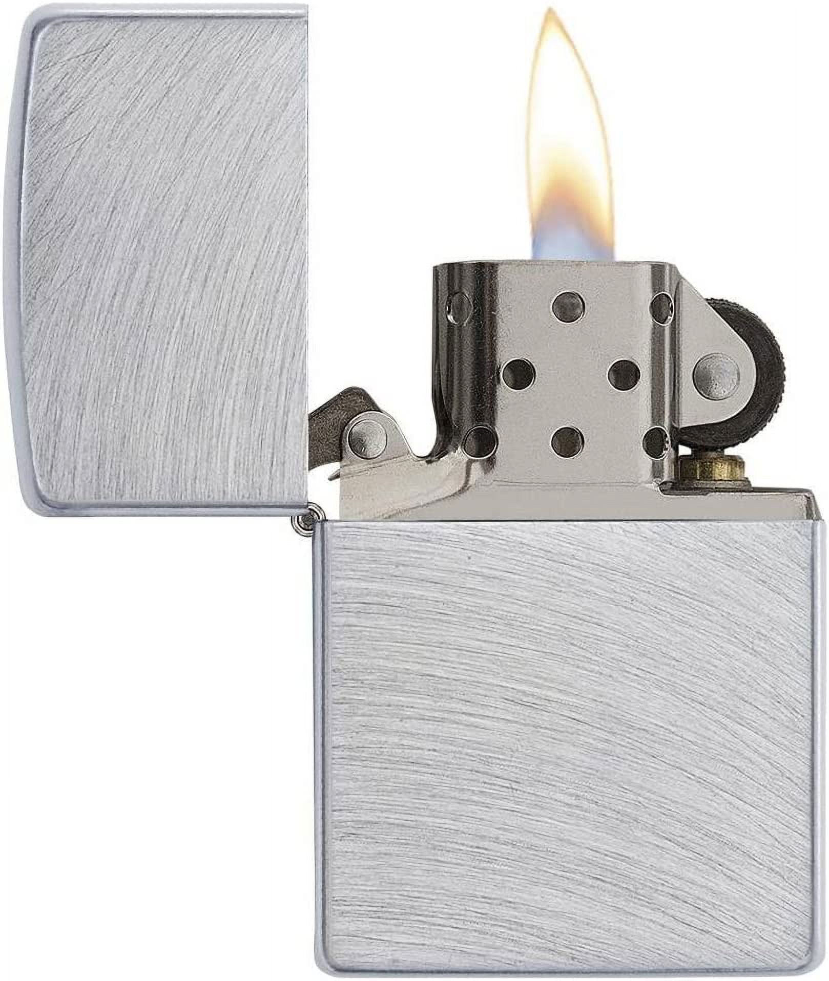 Zippo Lighter - Personalized Chrome Windproof Lighter Custom Message Engrave (Brushed Chrome Arch) #24647