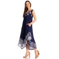 thumbnail image 4 of Sakkas Alexis Embroidered Long Sleeveless Floral Caftan Dress / Cover Up - Dark Blue - One Size, 4 of 5