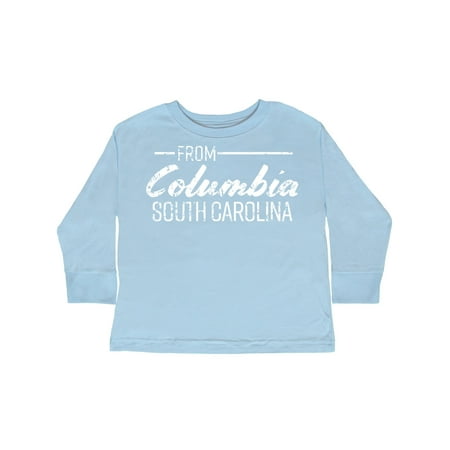 

Inktastic From Columbia South Carolina in White Distressed Text Gift Toddler Boy or Toddler Girl Long Sleeve T-Shirt