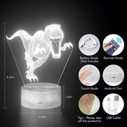TiokMc 3D Dinosaur Night Light for Kids, 16-Color Changing Lamp with Timer, Remote & Smart Touch, 3 Patterns, Bedroom Decor for Boys and Girls