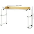 thumbnail image 7 of Trendix King Queen Bed Table on Wheels Overbed Desk Laptop Desk Laptop Cart with Wheels Over Bed Desk Height Adjustable Overbed Table with Wheels, Table Rim Baffle (Wooden, 120x50cm), 7 of 7