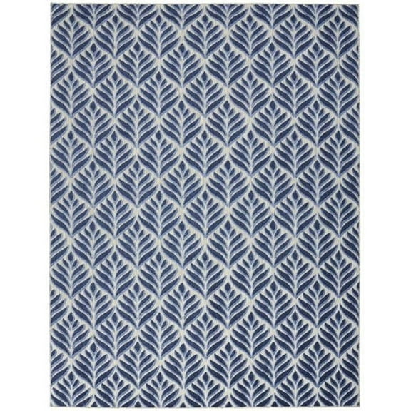 HomeRoots 505590 9 x 12 ft. Floral Stain Resistant Non Skid Area Rug, Blue