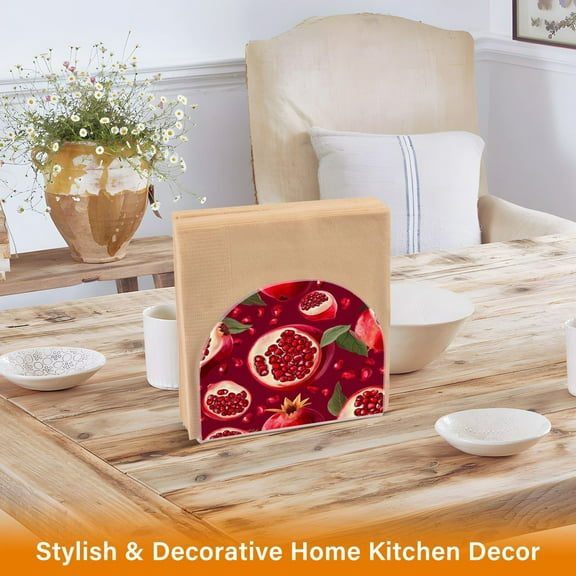 BZSMCE Napkin holder Creative Lovely Pomegranate Pattern Classic Napkin Holders for Tables, Dining Table Napkin Holders for Kitchen