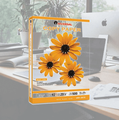 UNIVERSAL 28110 COPY PAPER- 92 BRIGHTNESS 20LB- 11 X 17- WHITE 500 SHEETS/CARTON