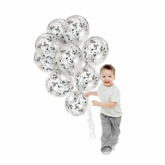 12 Inch Silver Star Confetti Balloons Birthday Party Decorations 12 Pack
