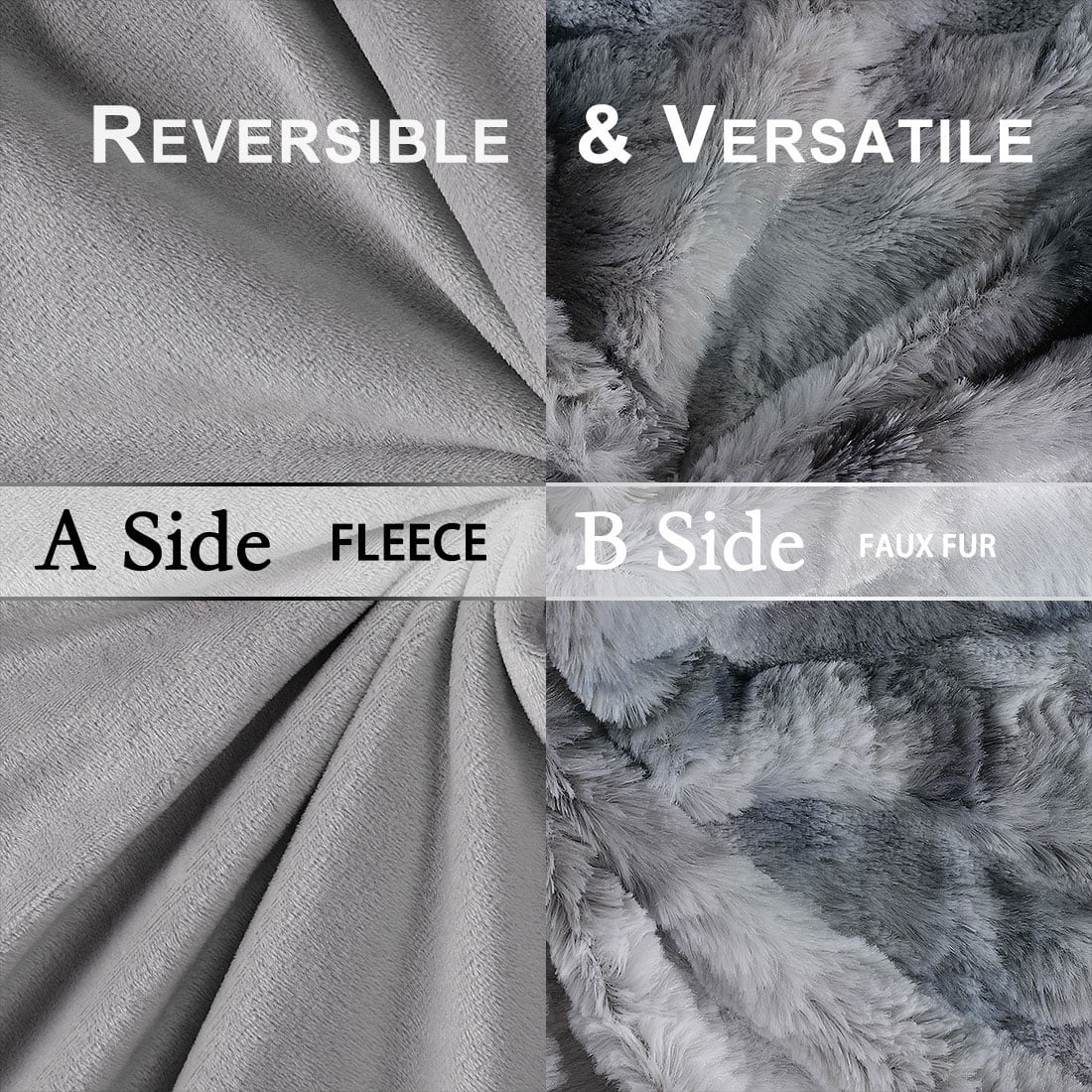 Unique Bargains Soft Fluffy Shaggy Faux Fur Blanket, Twin, Gray