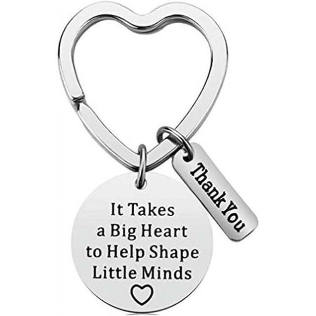 PinesC Teacher Gifts for Women Men Graduation Gifts for Teacher Thank You Gifts - It Takes a Big Heart to Help Shape Little Minds Keychain
