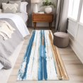 thumbnail image 4 of Vintage Blue Runner Rug for Hallway 2x6ft, Brown Wood Grain Mottled Texture Abstract Art Non Slip Floor Mat Washable Low-Profile Indoor Carpet for Living Room, Bedroom, Dining Room, 4 of 9