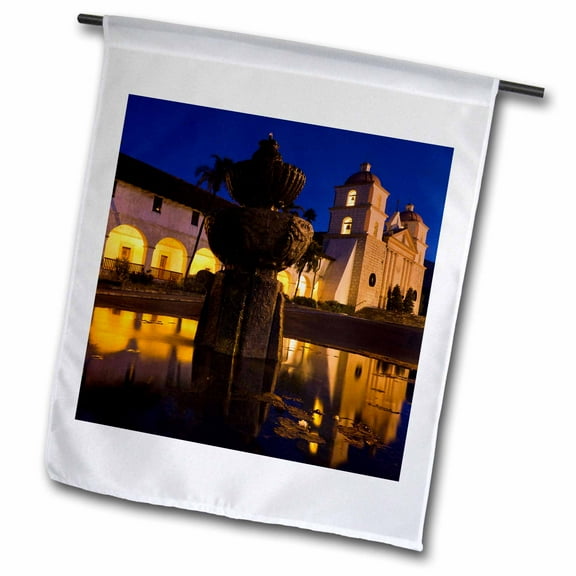3dRose, CA, Santa Barbara, Mission Santa Barbara - US05 WBI1041 - Walter Bibikow, 12 x 18 inch Garden Flag