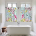thumbnail image 4 of Happy Easter Tier Curtains 54 Inch Length, Spring Bunny Eggs Flower Teal Wood Grain Cafe Short Curtains for Bathroom Over Sink, Small Kitchen Curtain Light Filtering Drapes 2 Panels 27.5"Wx54"L, 4 of 8