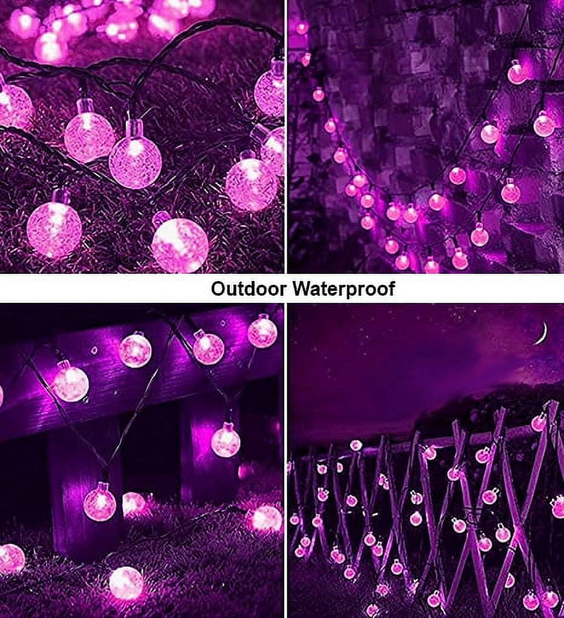 Perfect Holiday 30 LED Solar String Lights,Waterproof with Bubble Design Bulbs for Outdoor Home decor, Christmas, Parties, Garden - Pink