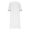 thumbnail image 6 of Elainilye Fashion Summer Dresses for Women 2024 Loose Cotton Linen Dress Lace Collar Elbow-Length Sleeve Dress,White, 6 of 7