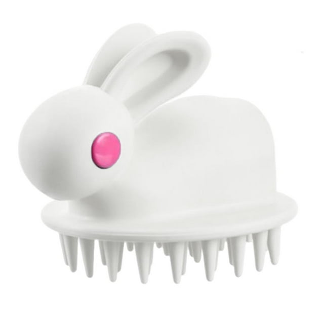 Cepillo de champú Sunnimix masajeador para cuero cabelludo cerdas de silicona blanco