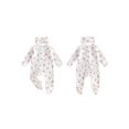 thumbnail image 3 of Cjfdfy Newborn Baby Girl Floral Footed Outfit Romper Zip Front Long Sleeve Ribbed Ruffle Trim Jumpsuit Bow Headband Infant Cute Coming Home Fall Winter Outfit, 3 of 9