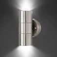 thumbnail image 1 of Aplique de pared exterior doble de acero inoxidable, resistente al agua IP54, con difusor de cristal templado transparente, casquillo de bombilla GU10, máx. 35 W, para patio, jardín,, 1 of 5