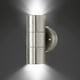 thumbnail image 1 of Aplique de pared exterior doble de acero inoxidable, resistente al agua IP54, con difusor de cristal templado transparente, casquillo de bombilla GU10, máx. 35 W, para patio, jardín,, 1 of 5