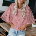 thumbnail image 4 of Perfectbot Lace Tops for Women Batwing Sleeves Crew Neck Eyelet Blouse Dressy Casual Elegant Shirt, 4 of 8