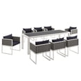thumbnail image 3 of Modway Stance 9 Piece Outdoor Patio Aluminum Dining Set in White Navy, 3 of 10