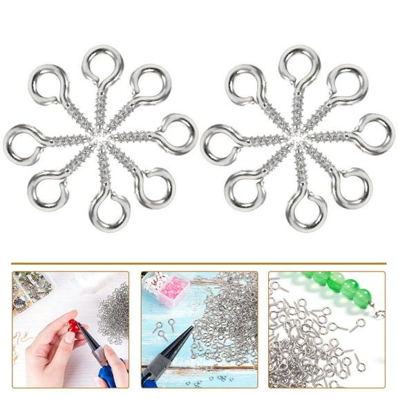 IDEANATEGRATE 500 Pcs Mini Screw Eye Pin Metal Beads for Bracelet Making and Crafting