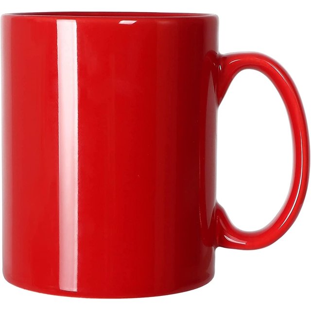 Taza de café de cerámica extragrande de 12 oz, taza de té súper grande de porcelana clásica con asa para la oficina y el hogar, color rojo