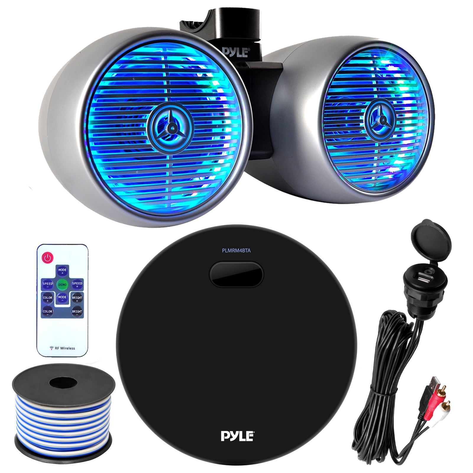 marine tower speakers with built in amp