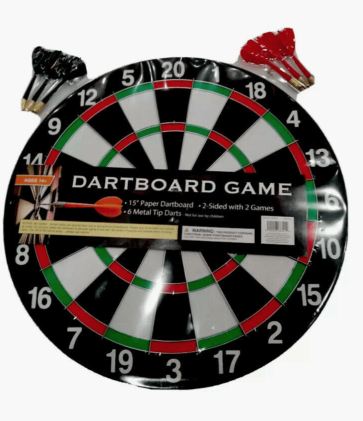 Ontwarren Erfenis Wereldbol Dartboard Game 15 Inch Paper Dartboard 2 Sided With 2 Games Plus 6 Metal  Tip Darts - Walmart.com