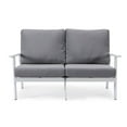 thumbnail image 4 of LeisureMod Walbrooke Modern Outdoor Loveseat with White Aluminum Frame and Removable Cushions for Patio and Backyard Garden, Grey, 4 of 11