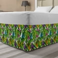 thumbnail image 1 of Tropical Bed Skirt, Pattern of Colorful Illustration of Big Leaves on Geometric Silhouettes, Elastic Bedskirt Dust Ruffle Wrap Around for Bedding Decor, 4 Sizes, Green and Multicolor, by Ambesonne, 1 of 2