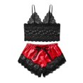 thumbnail image 1 of seo de satén para mujer, ropa de dormir, Top y pantalones cortos florales de encaje Babydoll, ropa de casa Rojo l Colcomx Braguitas de encaje para mujer, 1 of 8