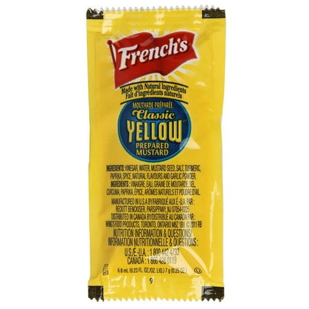 (Price/Case)French's 01008 French's Yellow Mustard Packets 7 Gram Packet - 500 Per Case