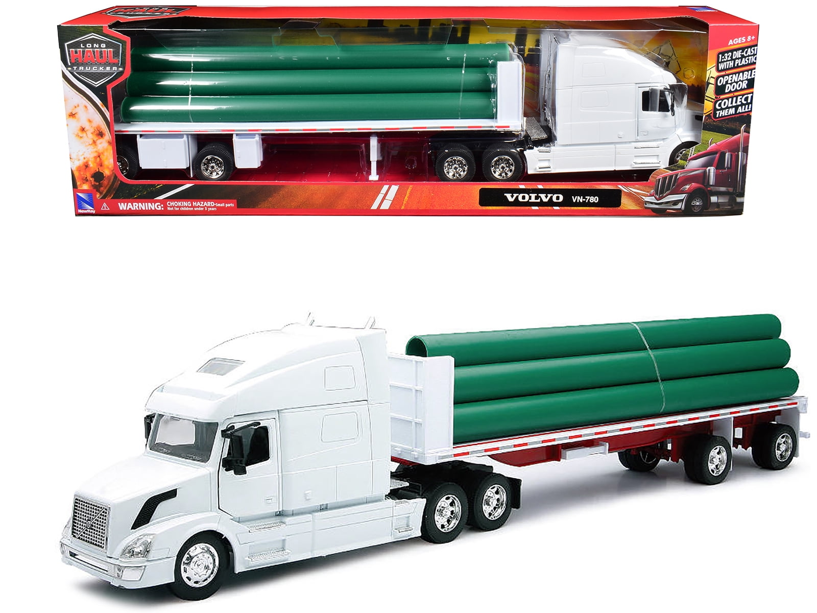 Volvo VNR 300 White Day-Cab with 53' Box Trailer and Side Skirts