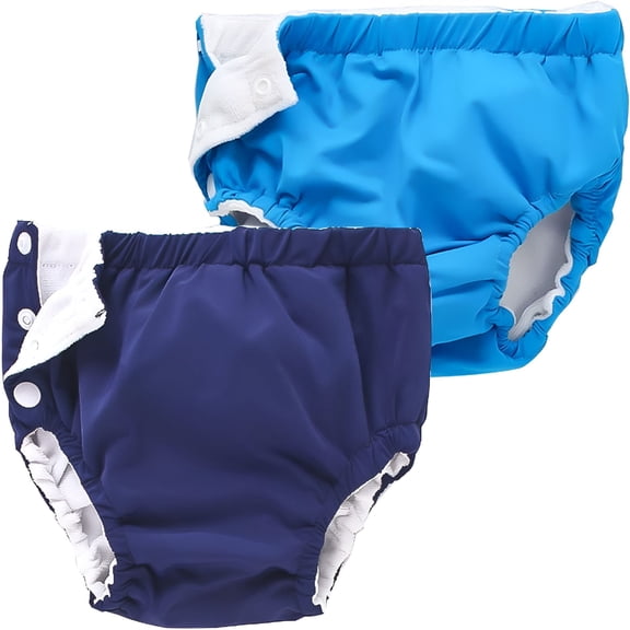 TELOLY 2 Pack Reusable Swim Diapers for Boys & Girls, Washable Baby Swim Pants for Pool & Beach, 0-3 Years
