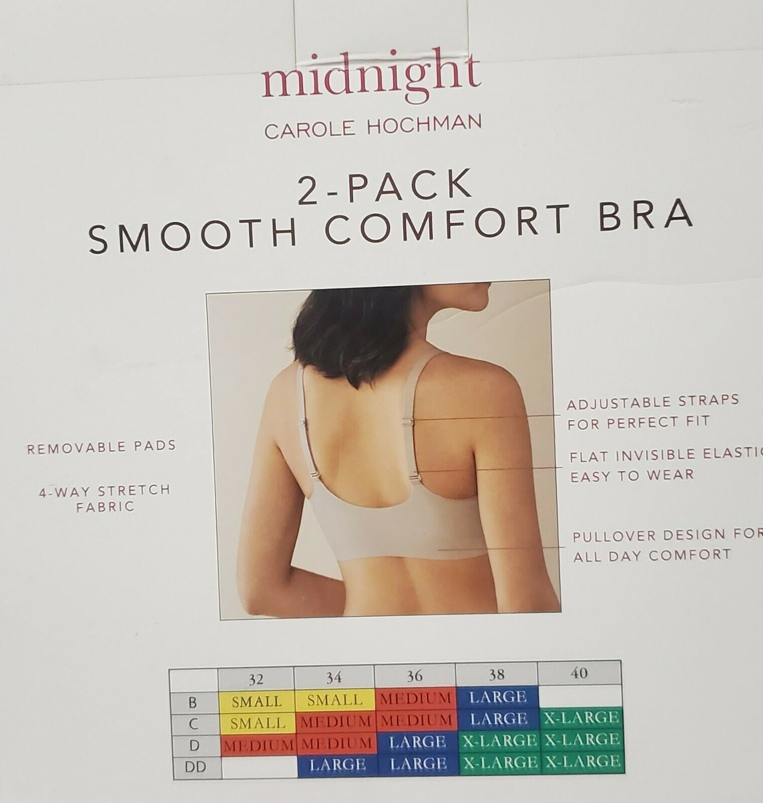 Carole Hochman Midnight 2-Pack Smooth Comfort Bra, Size: S, Color:  Rose/Smoke 
