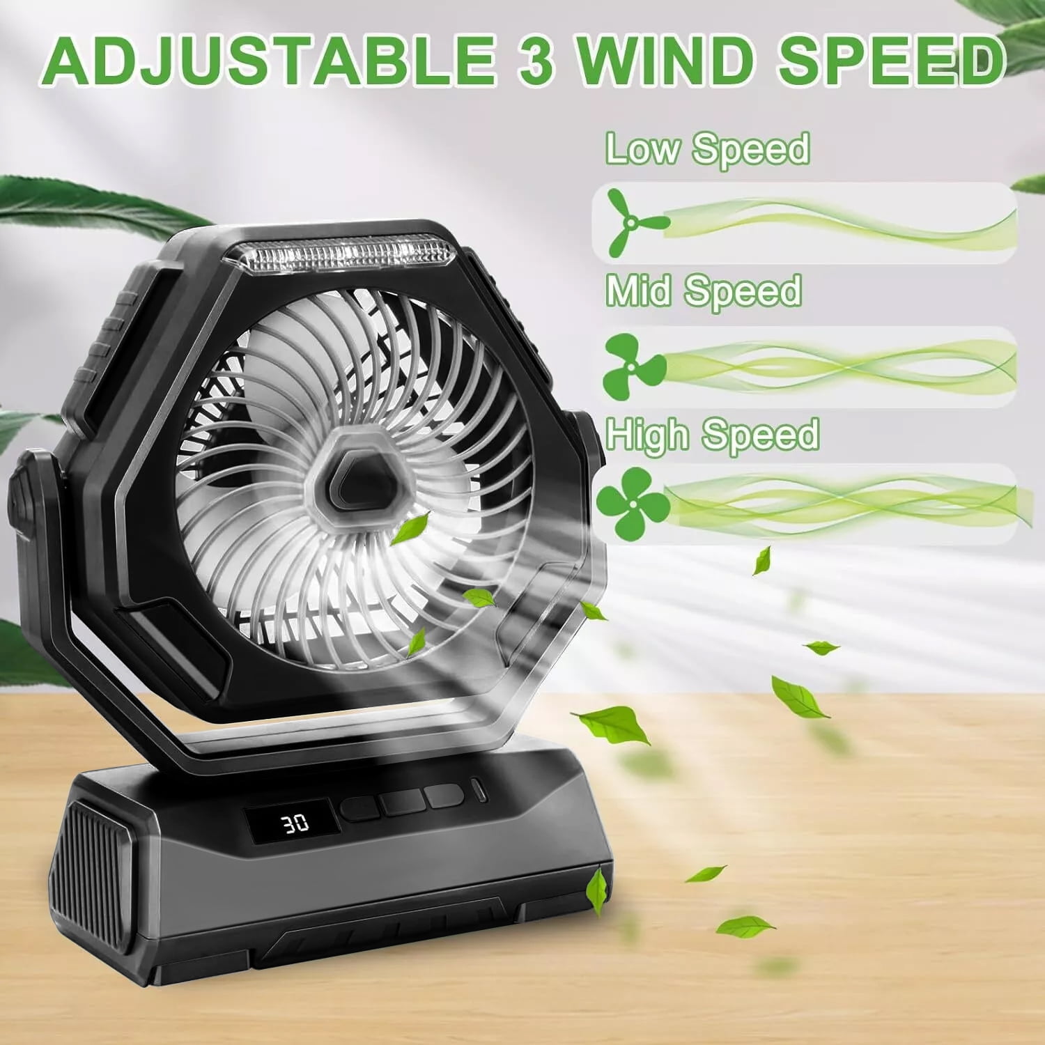 Fiuion WM4-HWFS01 3-Speed Rechargeable Battery Powered Outdoor Camping Tent Fan