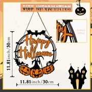 Halloween Pumpkin Hanging SiHappy Halloween Front Door Welcome Sign Halloween Front Door Decorations Halloween Door Sign Pumpkin Wall Decor Wall Sign Plaque for Halloween Party(Pumpkin)