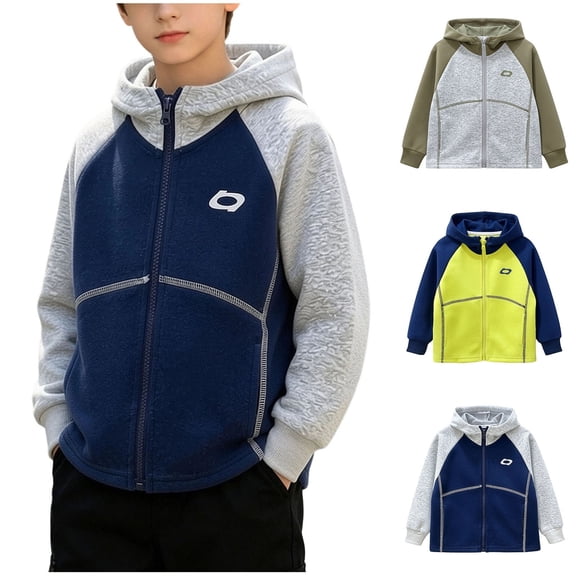 HAOTAGS Boys Zip Up Hoodie (2-12) Hooded Jacket with Pockets Cotton Sweatshirt Navy Size 3T