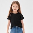 thumbnail image 2 of NOLDARES Girls Short Sleeve T Shirts Kids Summer Crewneck Tops Basic Tees(Black,4-5 Years), 2 of 9