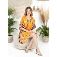 thumbnail image 3 of HAPPY BAY Women's Summer Loungewear OverSize Caftan Knee Length Housecoat 2X-3X Marigold, Tie Dye, 3 of 3