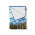 thumbnail image 2 of Landscape Soft Flannel Fleece Throw Blanket, Lake Abraham in the Rocky Mountain Foliage Reflection on Lake, Cozy Plush for Indoor and Outdoor Use, 60" x 80", Azure Blue White, by Ambesonne, 2 of 5
