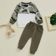 thumbnail image 5 of Odeerbi Baby Boys Girls Cotton Clothes Fall Winter Outfits Set Camouflage Color Block Long Sleeve Top Set Fashion Children's Comfortable Casual Round Neck Top Print Pants Set Olive Green, 5 of 6