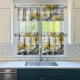 thumbnail image 3 of Rustic Boho Kitchen Curtains 24 Inch Short - 3 Panel Vintage Floral Set with Butterflies, Farmhouse Rod Pocket Window Treatment, 3 of 6