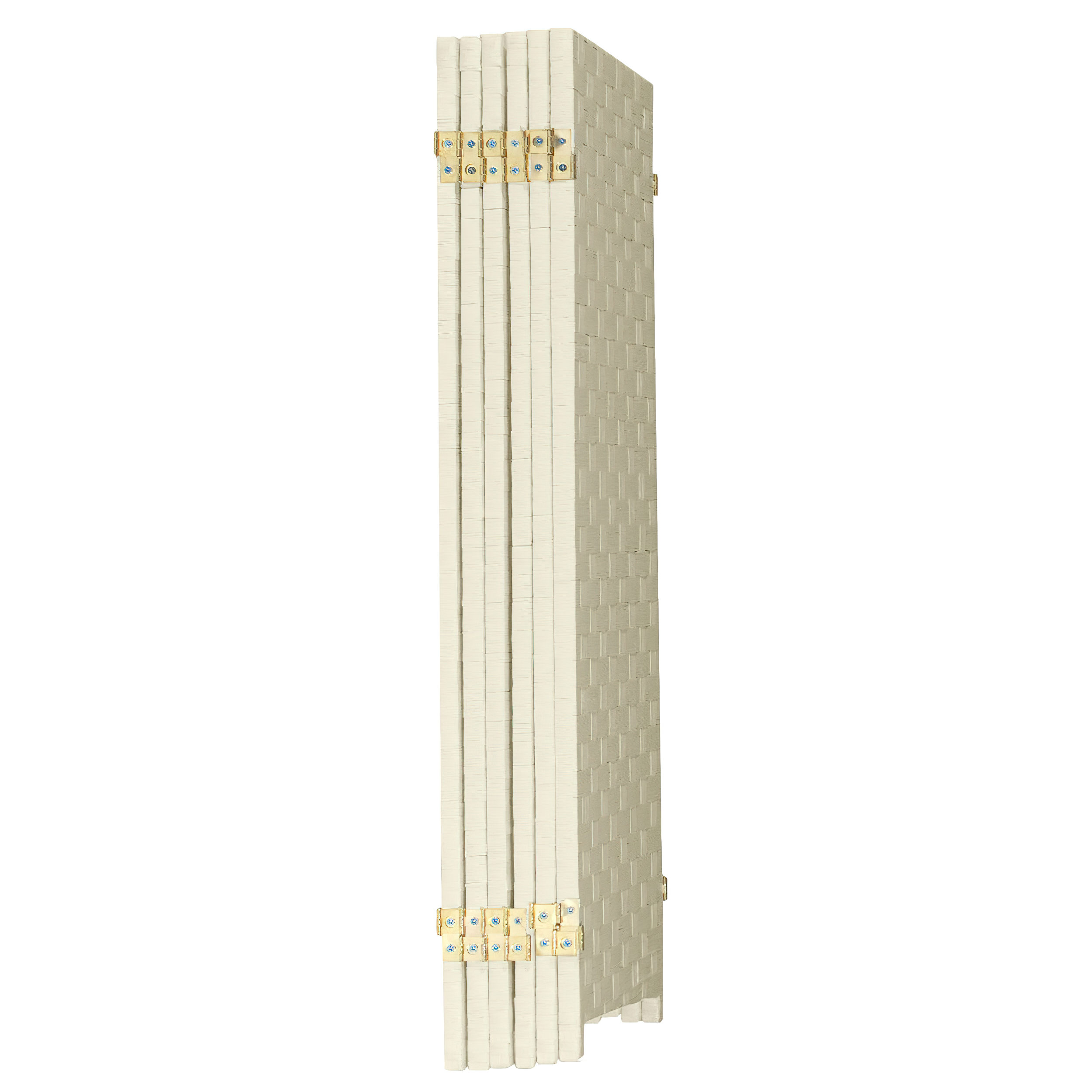 Red Lantern 3 ft. Short Woven Fiber Folding Screen - Cream - 6 Panel