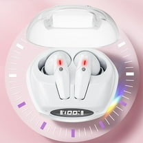 Oggfader Wireless Earbuds Intelligent Digital Display Bluetooth Headset 5.0 Wireless Headphone With Microphone 9D Stereo Gaming Sport Earbuds Headsets White