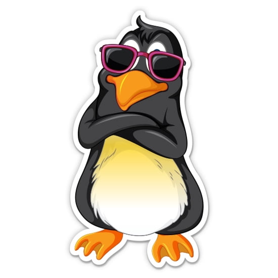 Funny Penguin in Sunglasses - 3" Vinyl Sticker - For Car Laptop Water Bottle Phone - Waterproof Decal