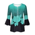 thumbnail image 4 of St. Patrick's Day AXXD Button Down Shirts for Lady V-neck Printed Summer 3/4 Sleeves T Shirts for Women Graphic Tees Clearance Green 12, 4 of 5