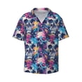 thumbnail image 5 of Daiia cool Skull colorful Men's Linen Shirts Short Sleeve Casual Shirts Button Down Shirt for Men Beach Summer Wedding Shirt-Medium, 5 of 6