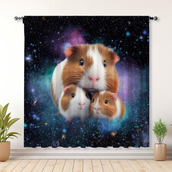 Modern Simple Style Curtains, Hamster Print Blackout Curtains, Suitable For Room Bedroom Decoration(Rod pocket)