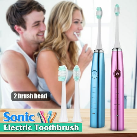 Sonic Toothbrush Portable 5 Cleaning Modes Adult Waterproof Portable Sonic Electric Toothbrush Toothbrushes USB Charging Power Tooth Brush With 2 Brush Heads ()