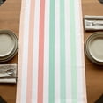 thumbnail image 5 of Coral Cyan Stripe 90 Inch Table Runner, Geometric Grey White Vertical Striped Farmhouse Dresser Scarf Cotton & Linen Tablerunner for Dining/Kitchen Island/Holiday Party Décor 13" x 90", 5 of 9