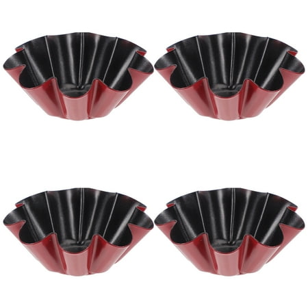 

NUOLUX 4Pcs Reusable Egg Tart Molds Practical Carbon Steel Baking Molds (Red Black)